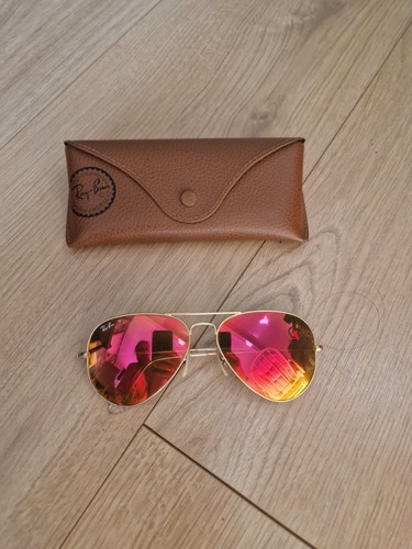 Red mirrored aviator - , gold